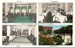 Florida Jacksonville Hotel Windle Parlor Restaurant Lobby and Park Scene