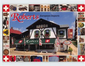 Postcard Roberts European Imports, New Glarus, Wisconsin