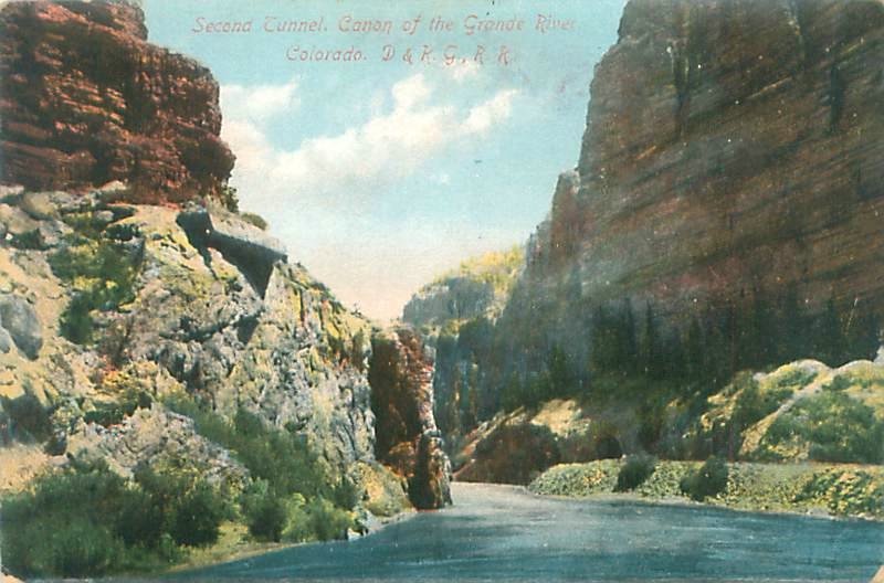 Colorado, 2nd Tunnel Canon of Grande River, D&RG RR 1907 Postmark