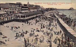 New Jersey Atlantic City Boardwalk And Beach Chairs At Virginia Avenue 1912