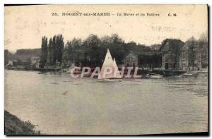 Postcard Old Boat Sailboat Nogent sur Marne La Marne and sailboats