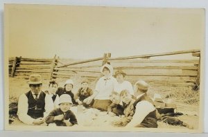 Rppc A Lovely Family Picnic in the Field Real Photo c1908 Postcard O10