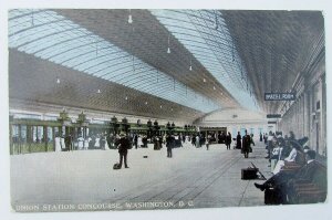 VINTAGE POSTCARD UNION STATION CONCOURSE WASHINGTON DC train railroad railway