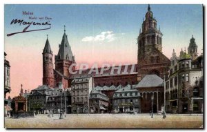 Old Postcard Mainz Markt mit Dom