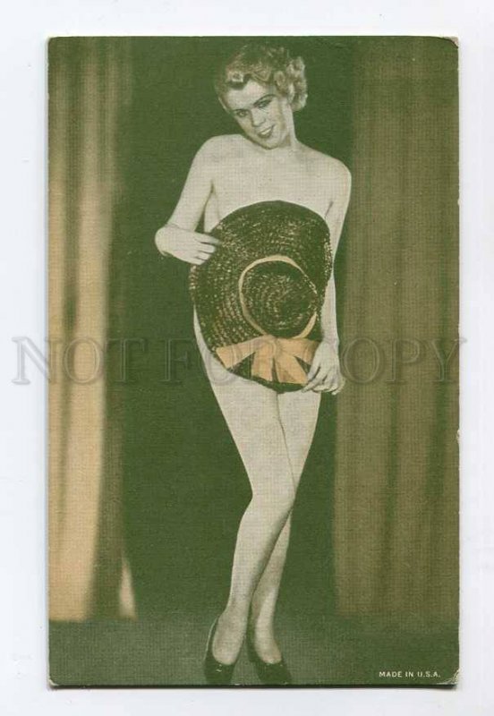 286276 MUTOSCOPE Pin-Up Girl NUDE ACTRESS w/ HAT Vintage card