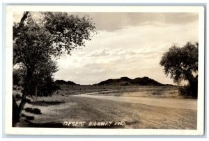 1947 Desert Highway View Yucca Grove CA Las Vegas NV RPPC Photo Postcard