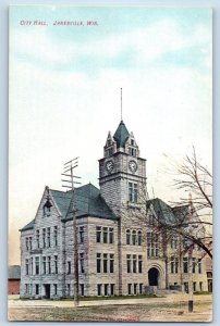 Janesville Wisconsin WI Postcard City Hall Building Exterior View 1910 Unposted