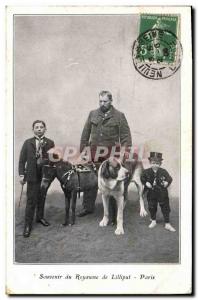 Postcard Old Dwarf Dwarves Remembrance Kingdom of Lilliput Paris Pony Dog