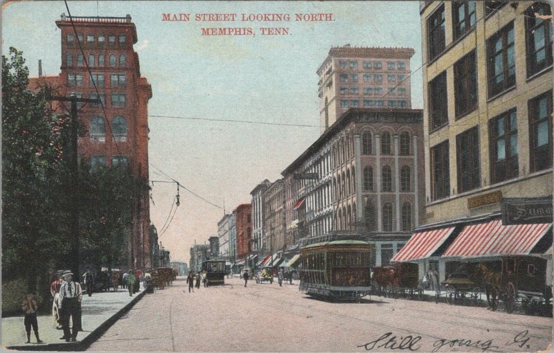 Postcard Main Street Looking North Memphis TN