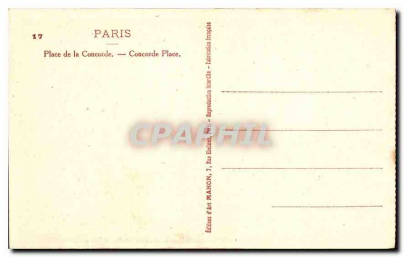 Postcard Old Paris Concorde Square