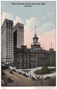 DETROIT, Michigan, PU-1914; Dime Savings Bank And City Hall
