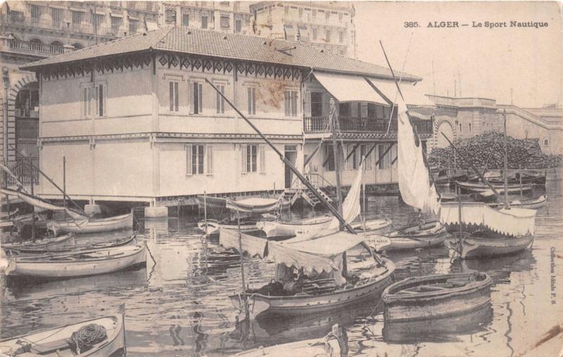 ALGER ALGERIA AFRICA le SPORT NAUTIQUE PHOTO POSTCARD 1910 PSTMK TUFTS COLLEGE