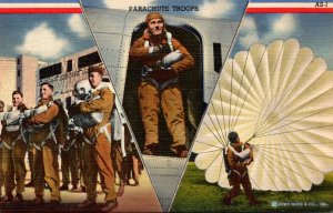 Military Parachute Troops Multi VIew Curteich