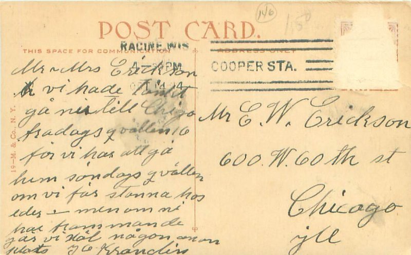 Manhattan Bridge NYC Litho Postcard Cooper Station Postmark