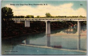 Vtg Fayetteville North Carolina NC Bridge Over Cape Fear River 1940s Postcard