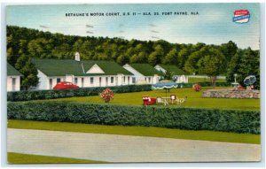 FORT PAYNE, Alabama ~ Roadside BETHUNE'S MOTOR COURT 1953 Linen Postcard