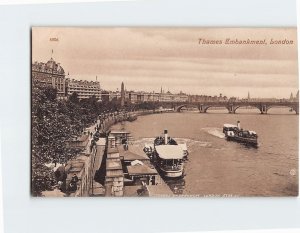 Postcard Thames Embankment, London, England