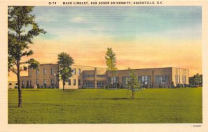 Greenville South Carolina 1940s Postcard Mack Library Bob Jones University