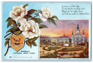 c1910's Cotton State Magnolia State Flower Jackson Square Louisiana LA Postcard