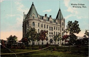 Winnipeg Manitoba Wesley College Portage la Prairie Cancel Postcard H60 *as is