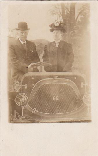 Couple Sitting In Car Real Photo