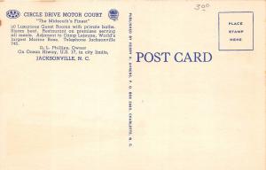 B60/ Jacksonville North Carolina NC Postcard Linen Circle Drive Motor Court