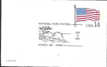 US UX117 Unused. US Flag,  Nat. Park Station - Acadia, Maine