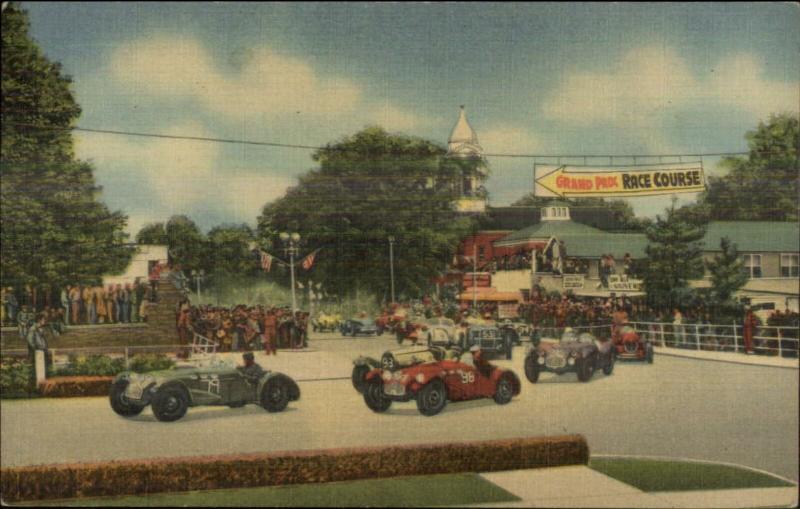 Auto Car Racing Watkins Glen NY Grand Prix LINEN Postcard