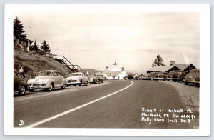 Marlboro Vermont~NICE 1940s Cars~Summit of Hogback Mountain RPPC Postcard