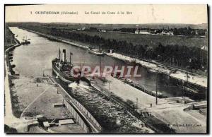 Old Postcard Ouistreham The Canal de Caen à la Mer boat