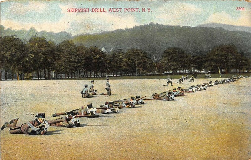 West Point New York 1908 Postcard Army Soldiers Skirmish Drill Shooting