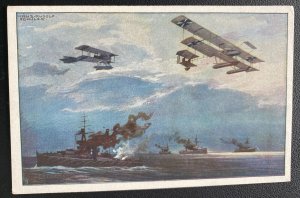 Mint Germany Color Picture Postcard Fighter Plane Attacking British Cruiser