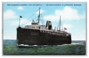 Pere Marquette Carferry City Of Flint 32 Postcard Ludington Michigan