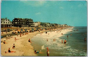 1964 Virginia Beach Virginia Bathing Beach Hotels On Background Posted Postcard