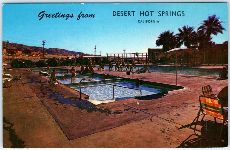 c1940s Desert Highlands, Hot Springs, CA Mineral Water Pool Postcard Cali A88