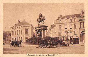 Ostend Belgium birds eye view Leopold 1st Monument antique pc Z17679