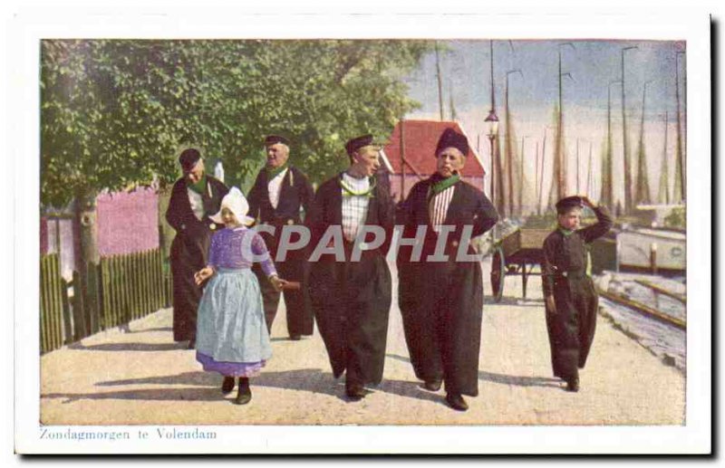 Old Postcard Netherlands Zondagmorgen you Volendam Folklore Costume