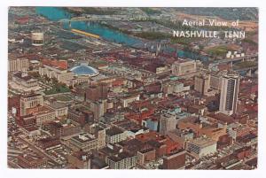 1966 Aerial View of Downtown Nashville TN Posted Grand Island Nebraska Postcard