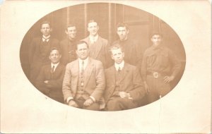 RPPC Group of Men and Boy Real Photo Postcard