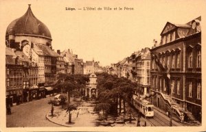 Belgium Liege L'Hotel de Ville et le Peron