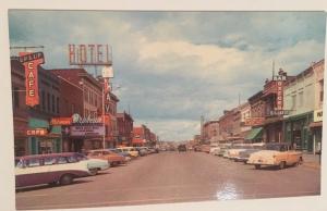 First Street Havre Montana Postcard Cars Downtown View Signs RPPC