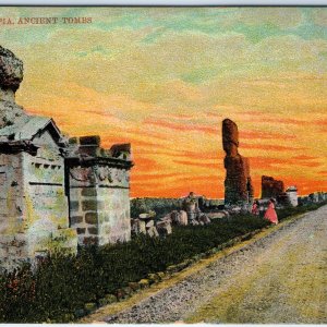 c1910s Rome, Italy Via Appia Ancient Tombs Ruins Old Brick Sunset Souvenir A151