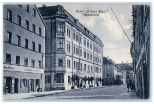 c1910 Hotel Gruner Kranz Regensburg Bavaria Germany Antique Postcard