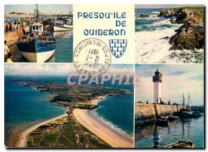 Postcard Modern Brittany in Presquile Colors Quiberon Port Maria the wild coa...