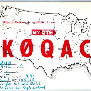 1959 Sloan, Iowa Amateur Ham C.B. Radio QSL Postcard Albert Reitan Jr K0QAC A209
