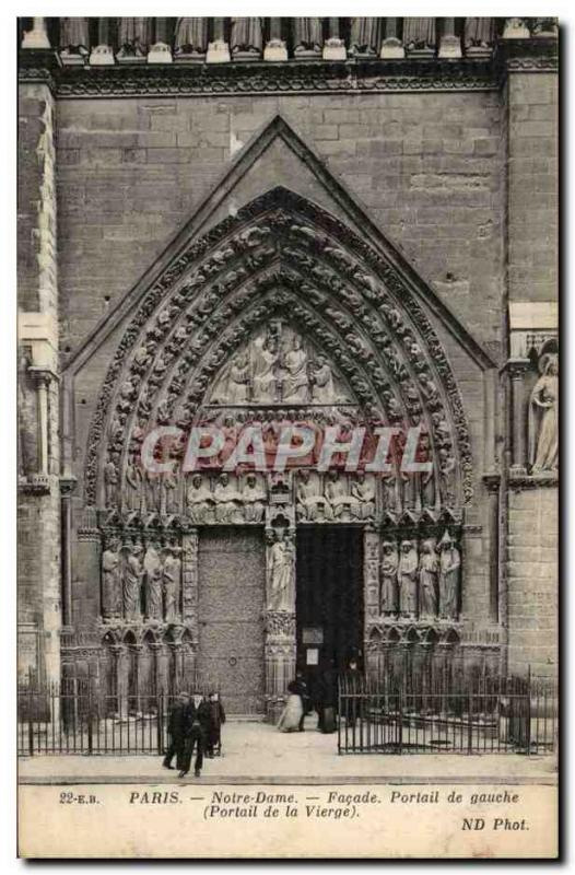 Paris Old Postcard Notre Dame Facade left Portal (Portal of the Virgin)