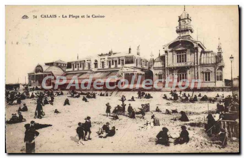 Old Postcard Calais The Beach and the Casino