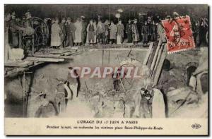 Old Postcard the & # 39orage 15 June Paris During the night one seeks the vic...