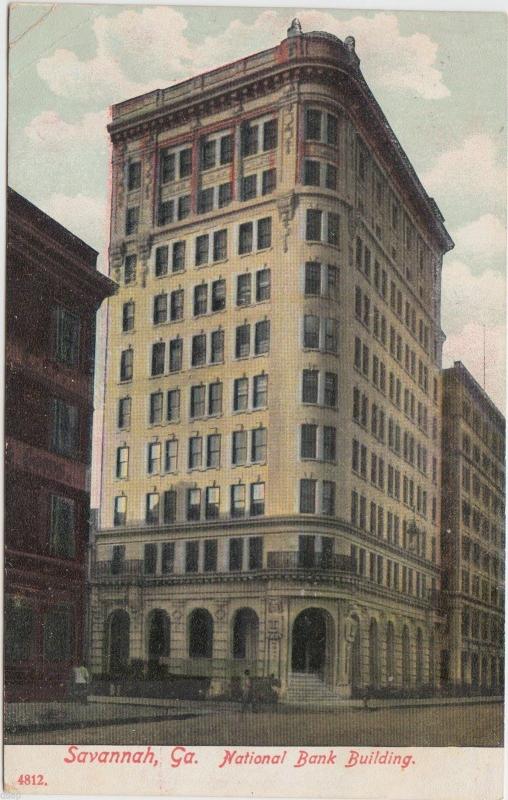 1908 SAVANNAH Georgia Ga Postcard NATIONAL BANK BUILDING