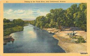 1953 COTTONWOOD Arizona Fishing Verde River Linen TEICH postcard 1183 Yavapai